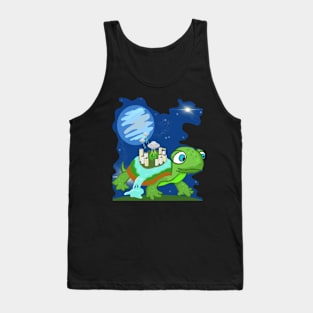 World on a turtle on a world, with aliens Tank Top